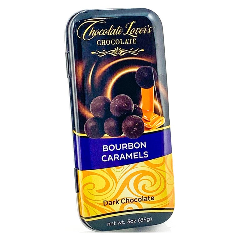 Chocolate Lover's Bourbon Caramels in Dark Chocolate - 3oz tin