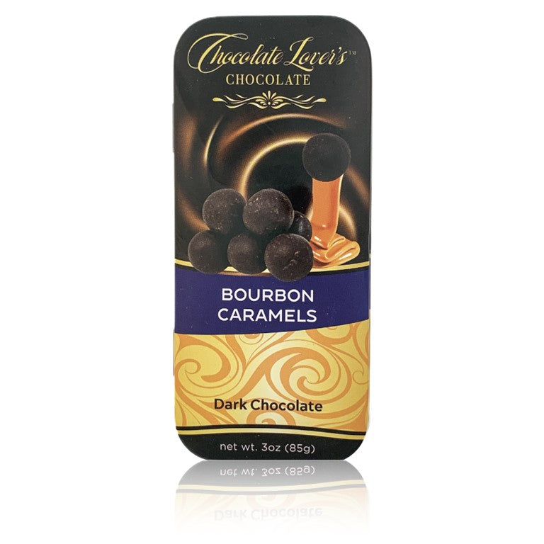 Chocolate Lover's Bourbon Caramels in Dark Chocolate - 3oz tin