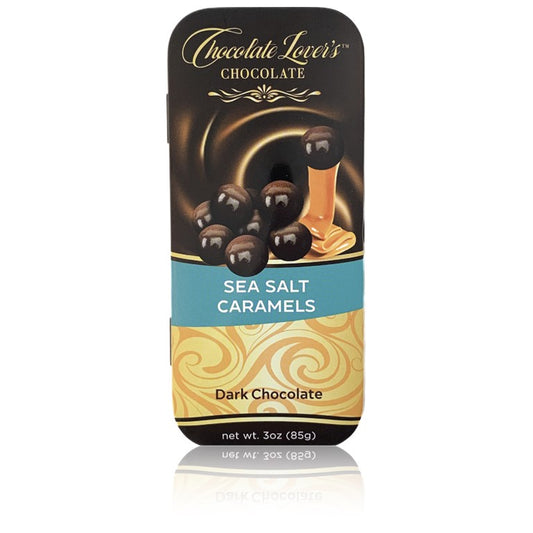 Chocolate Lover's Sea Salt Caramels in Dark Chocolate - 3oz tin