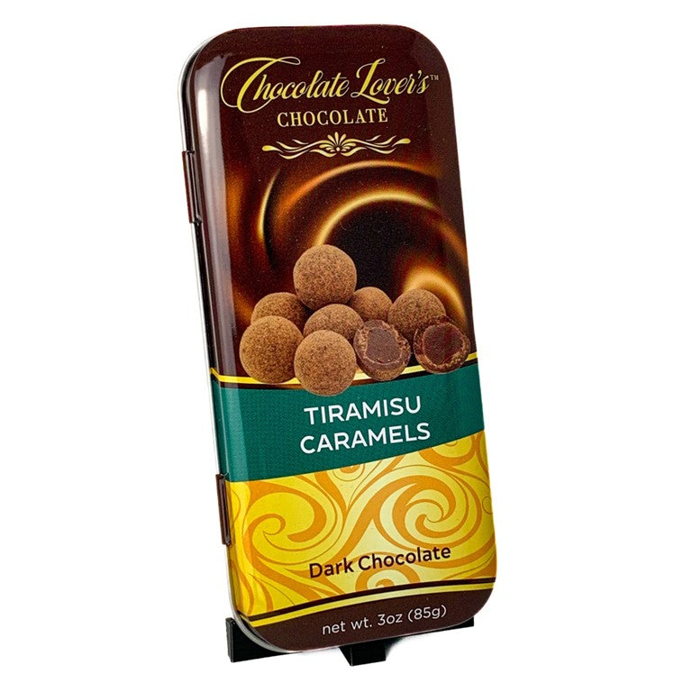Chocolate Lover's Tiramisu Caramels in Dark Chocolate - 3oz tin