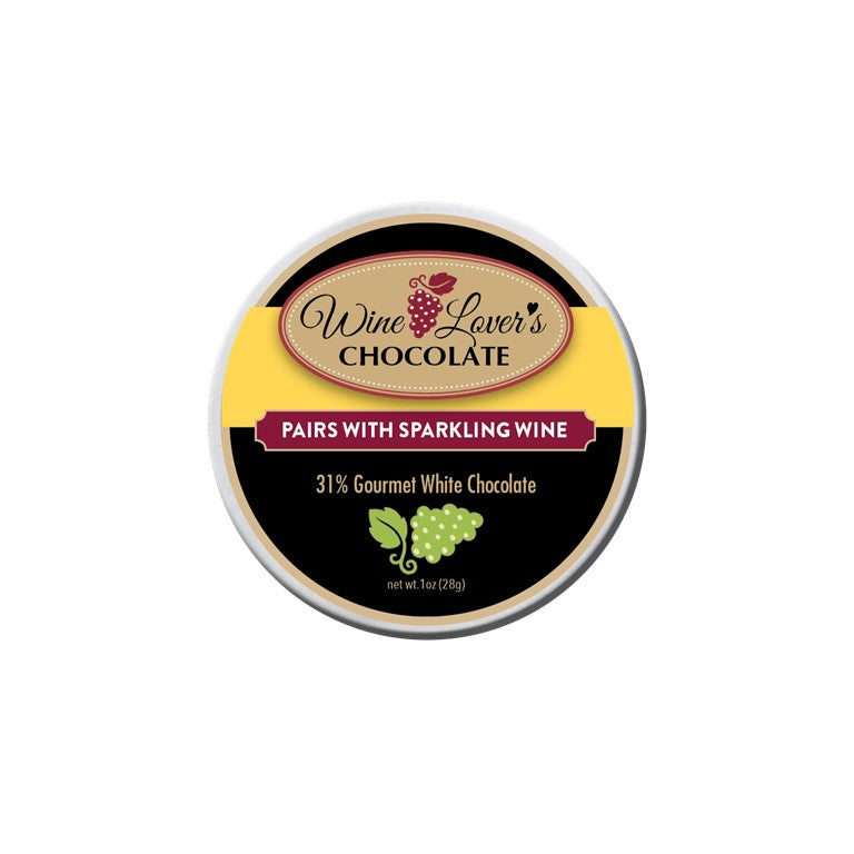 Wine Lover's Chocolate Mini - 31% White Chocolate (pairs with Sparkling Wine) - 1oz tin