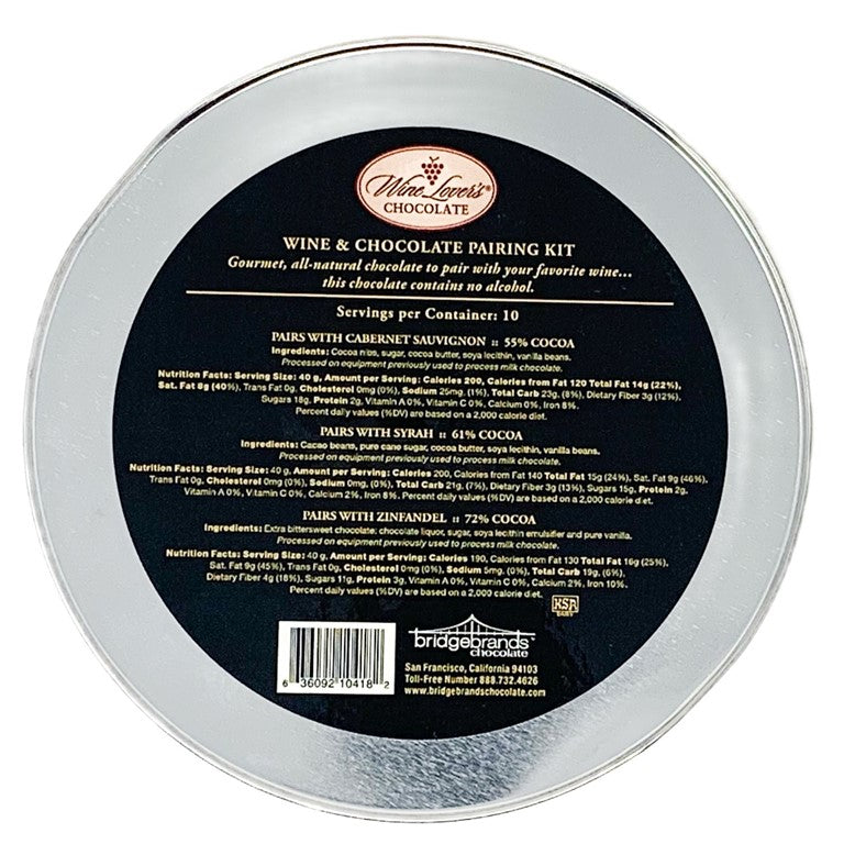 Wine Lover´s Chocolate Wine Pairing Trio Collection - Red Wines (14oz tin)