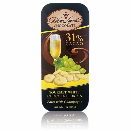 Wine Lover's Chocolate - 31% Cocoa White Chocolate (pairs with Champagne) - 3 oz tin