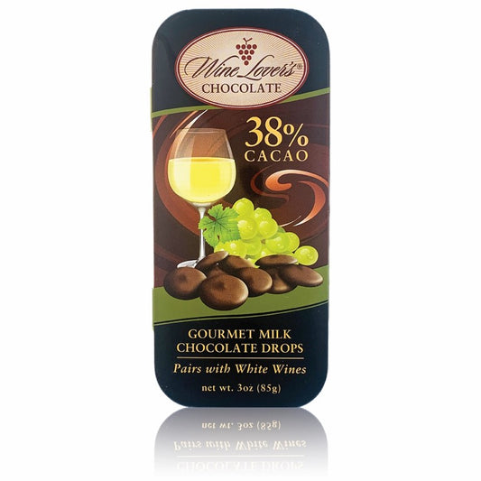 Wine Lover's Chocolate - 38% Milk Chocolate (pairs with White Wines) - 3 oz tin