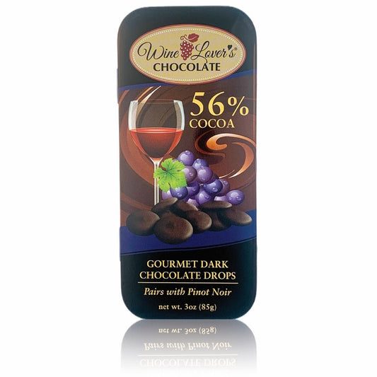 Wine Lover's Chocolate - 56% Cocoa Dark Chocolate (pairs with Pinot Noir) - 3 oz tin