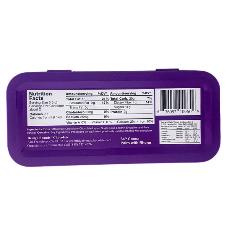 Wine Lover's Chocolate - 64% Cocoa Dark Chocolate (pairs with Rhone) - 3oz tin