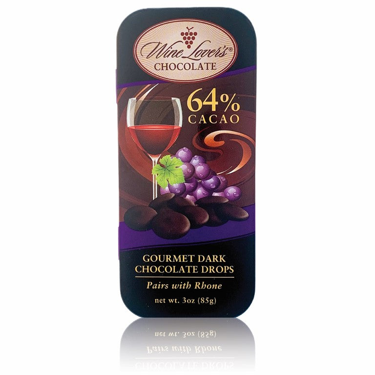 Wine Lover's Chocolate - 64% Cocoa Dark Chocolate (pairs with Rhone) - 3oz tin