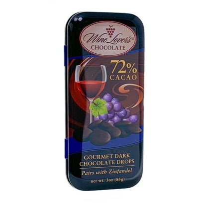 Wine Lover's Chocolate - 72% Cocoa Dark Chocolate (pairs with Zinfandel) - 3 oz tin
