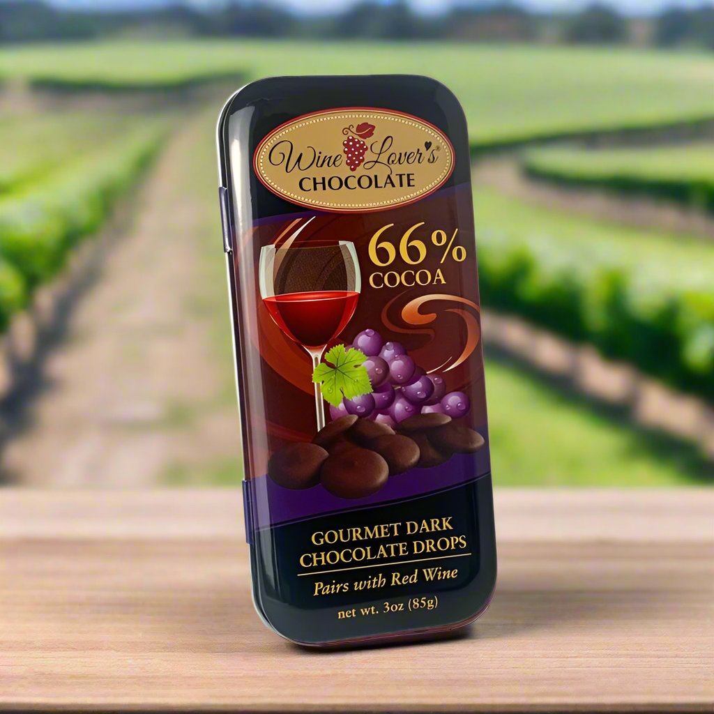 Wine Lover's Chocolate - 66% Cocoa Dark Chocolate (pairs with Red Wine) - 3oz tin