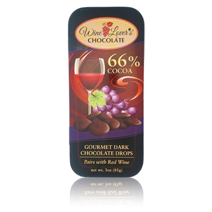 Wine Lover's Chocolate - 66% Cocoa Dark Chocolate (pairs with Red Wine) - 3oz tin